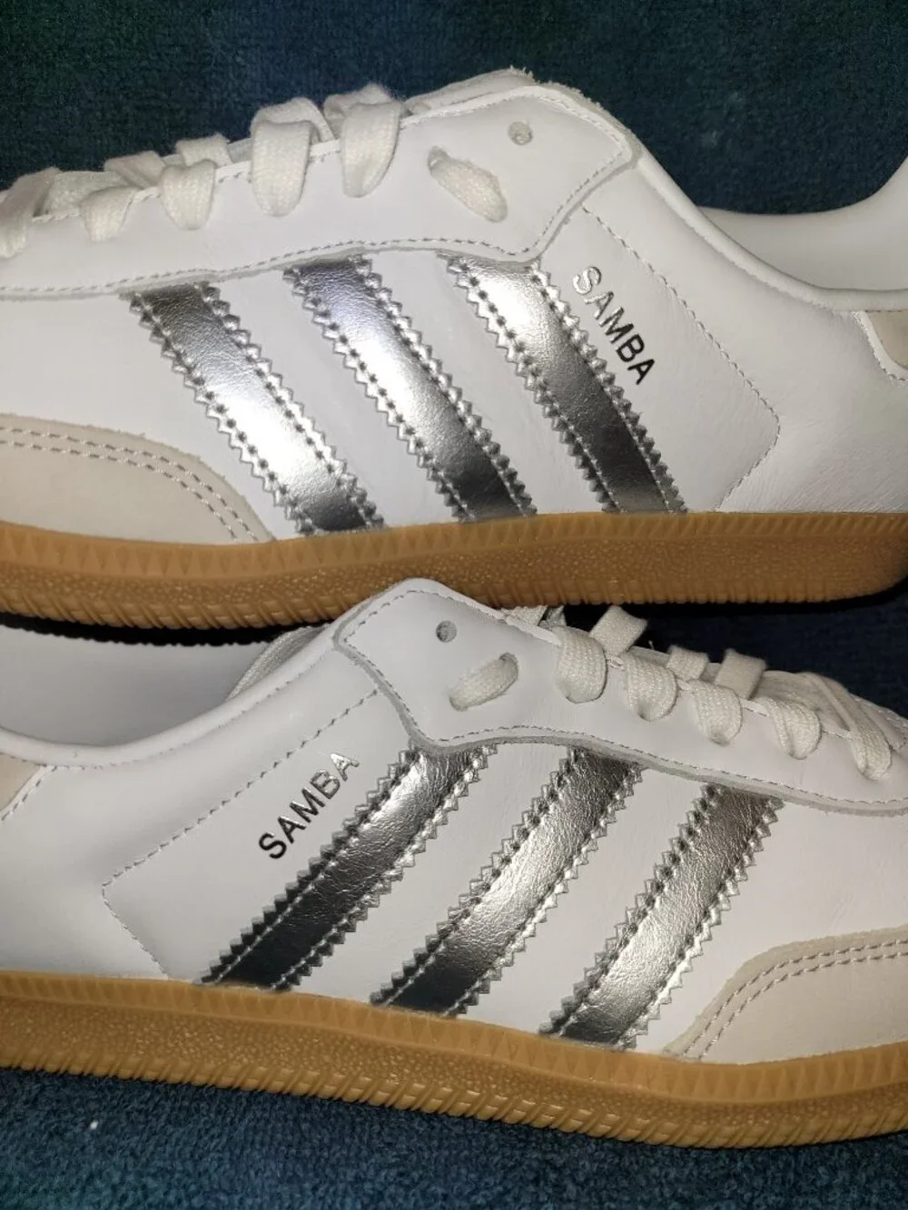 Adidas Samba🚺Women's Size 9 OG White Silver Metallic Grey Tan Sneakers JI2725 - Picture 16 of 16